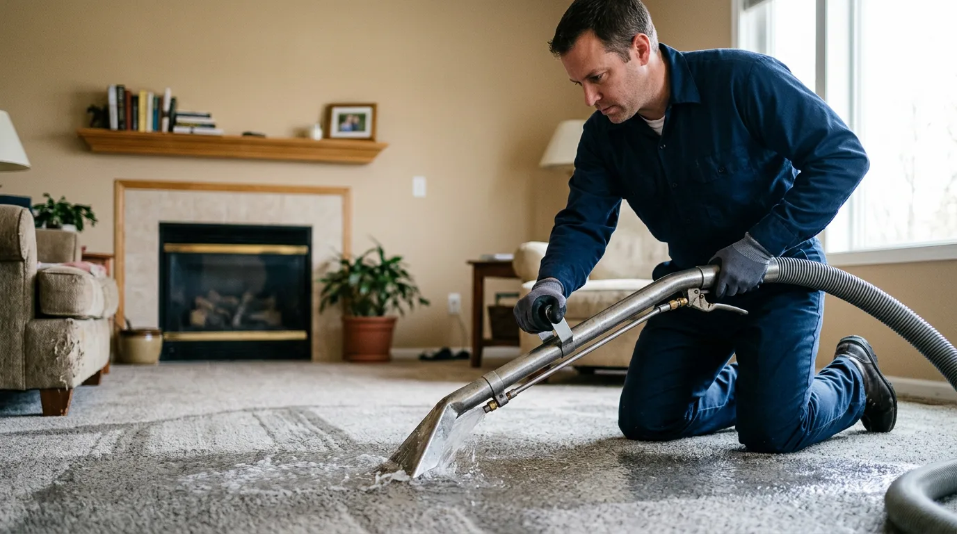 Water damage restoration technician working near Cushing, OK